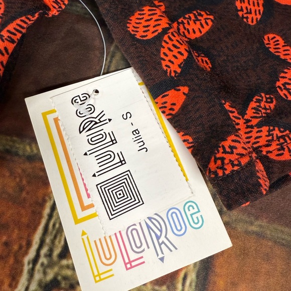 LuLaRoe Black and Orange Floral Mini Dress - Picture 4 of 7